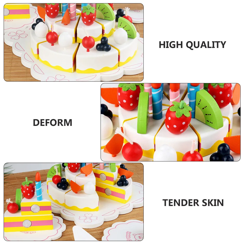 Juego de juguetes para cortar pasteles de madera, juguetes para niños, comida de cocina de simulación, diversión para niños tempranos, creatividad, imaginación, mano y ojo