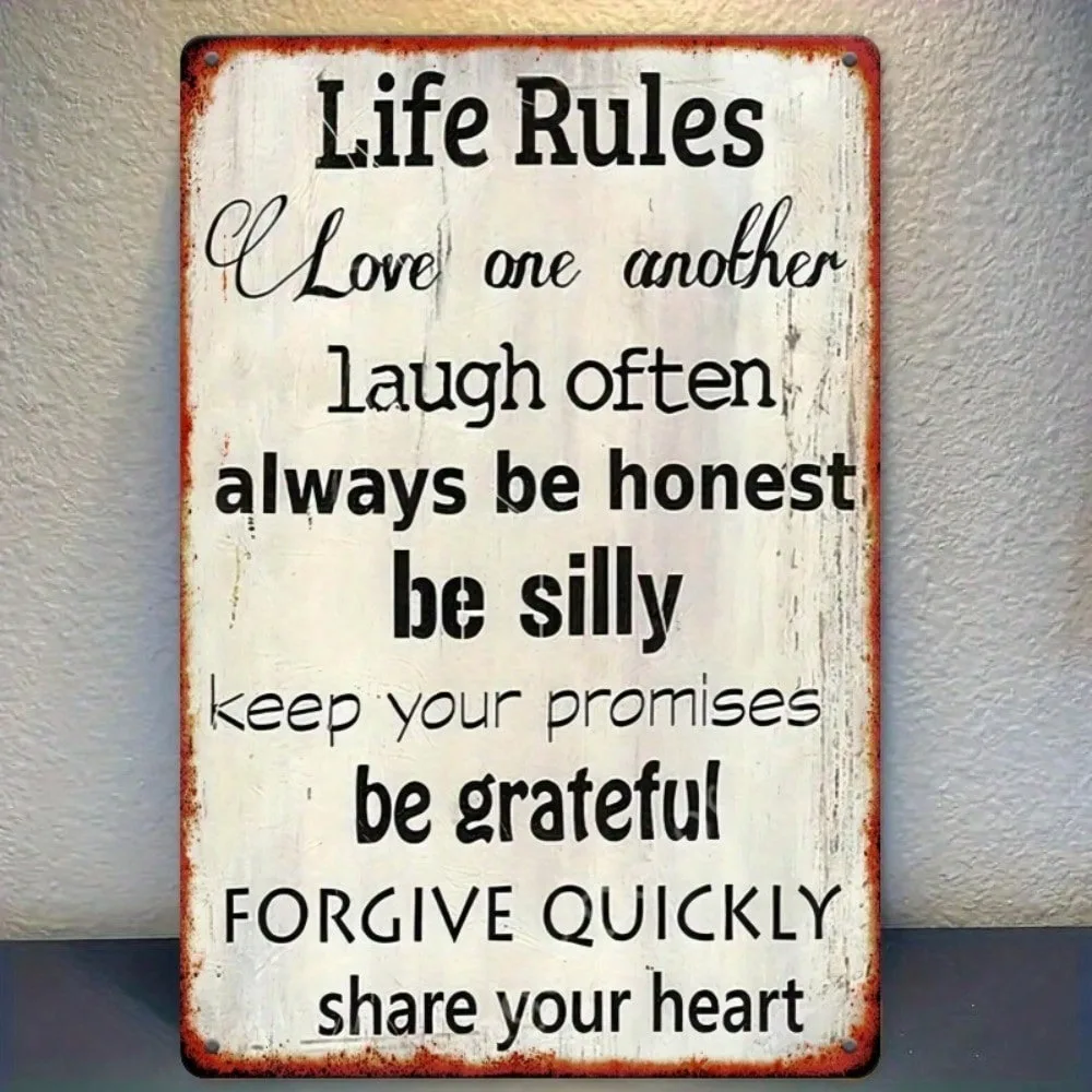

Ramadan Wall Decor, Vintage Metal Wall Art Sign, Life Rules Quotes, Home Decor, Valentine's Day, Art Deco, Rustic Iron, 8x12 Inc