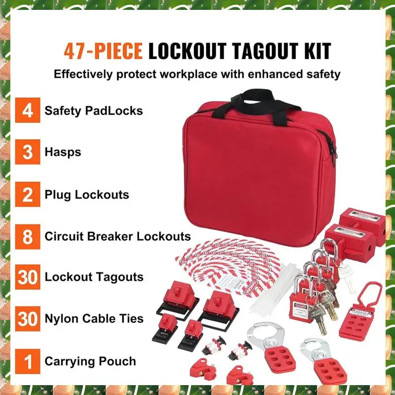 

JAJA Electrical Lockout Tagout Kit, 47 PCS Safety Lotokit Circuit Breaker Lockouts, For Industrial, Electric Power