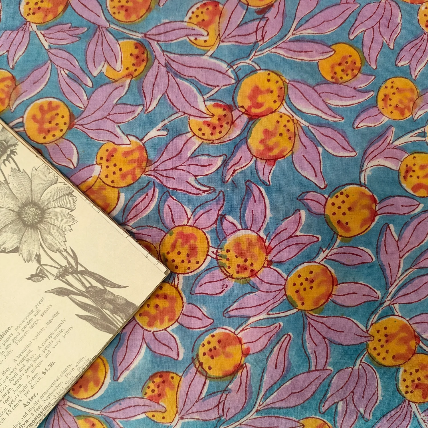 

India Block Print Vintage Floral Printed 100% Cotton Cloth Fabrics for Sewing Handicraft Needlework Patchwork by Per Meters