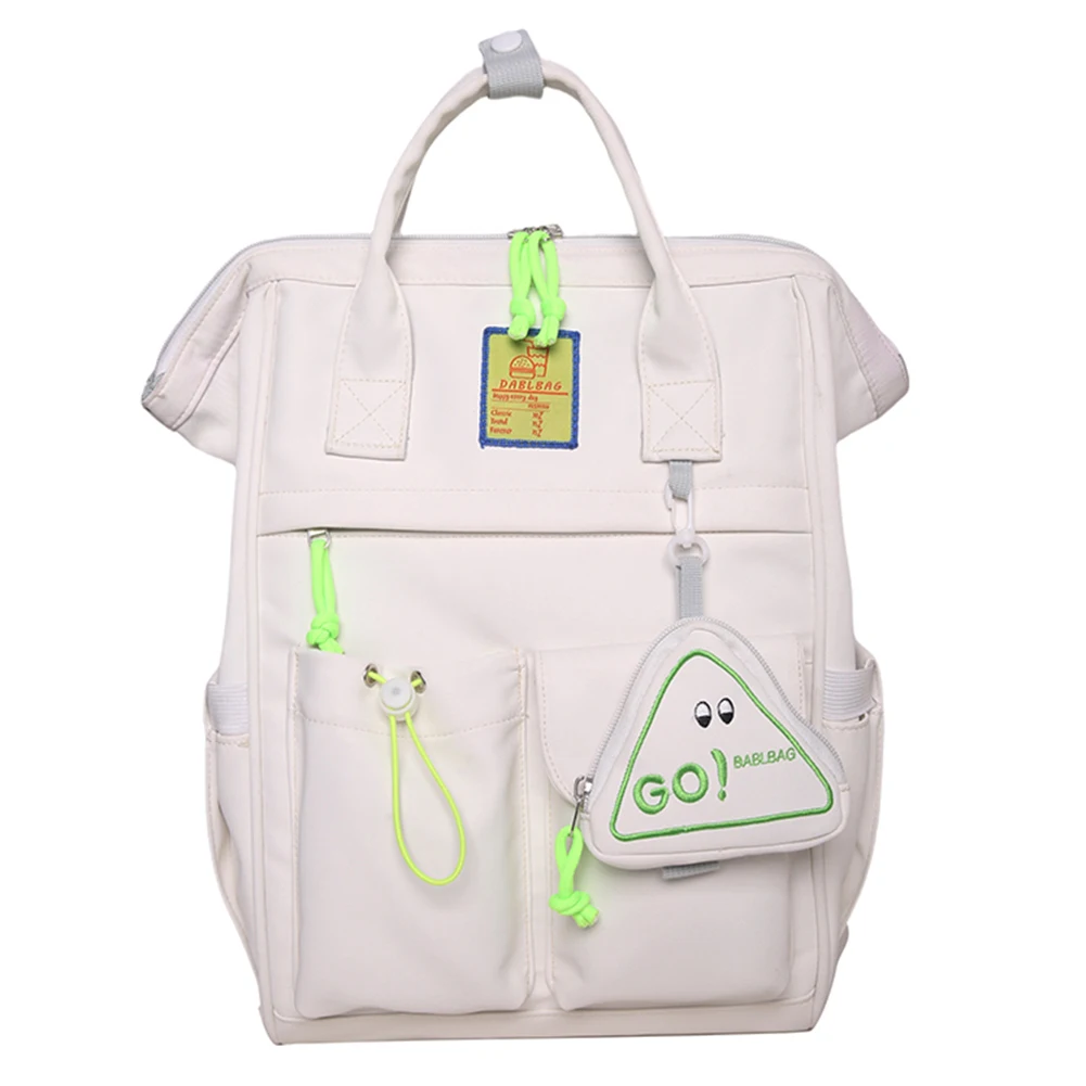 Mochila escolar de dibujos animados con colgante para mujer, mochila Simple para estudiantes, correa ajustable, bolso de hombro doble, mochila diaria para estudiantes