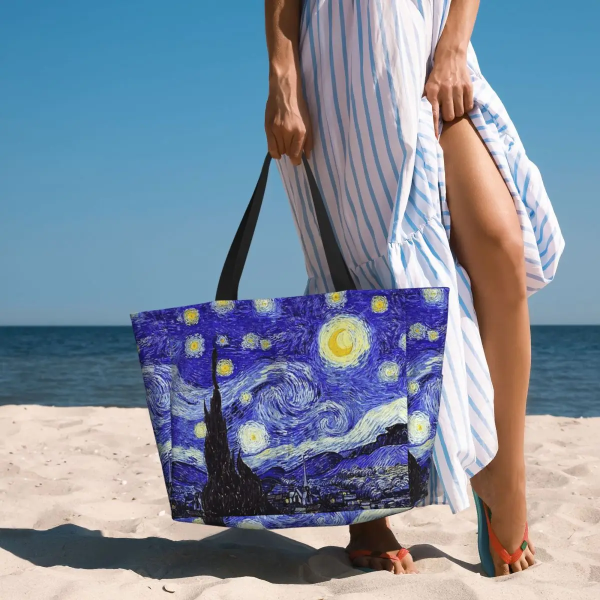 

Пляжная большая сумка A Starry Night Van Gogh Mountain Inspiration Спортивная сумка для занятий йогой в тренажерном зале Большая сумка-тоут Женская дорожная сумка Сумка для фитнеса