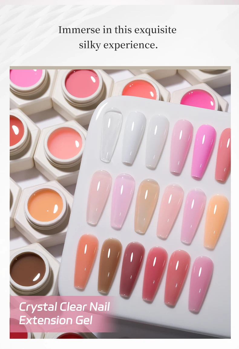 XEIJAYI 6g Nagelverlängerungsgel 18 Farben Kristallverlängerung Poly Gel Nagelspitzen und Schönheitskunst für längere Nägel – Detail 3