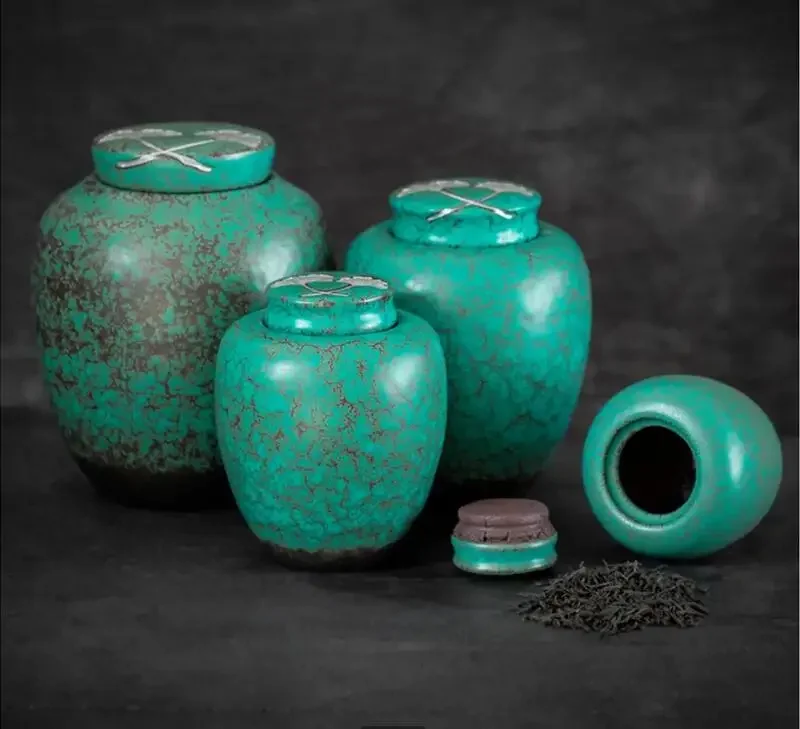 

Зеленая герметичная банка, керамическая коробка для чая, контейнер-органайзер для хранения конфет, декоративная банка