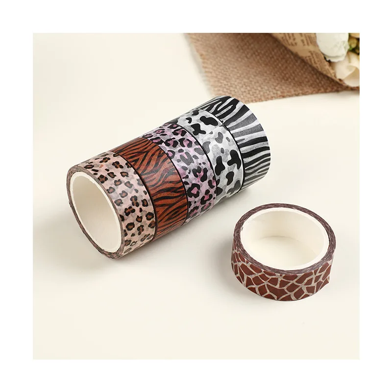 6 Pcs Zebra and Paper Tape Creative Leopard Tiger Hand Account Tape DIY Decorative Sticker Tape Hand Account Sticker