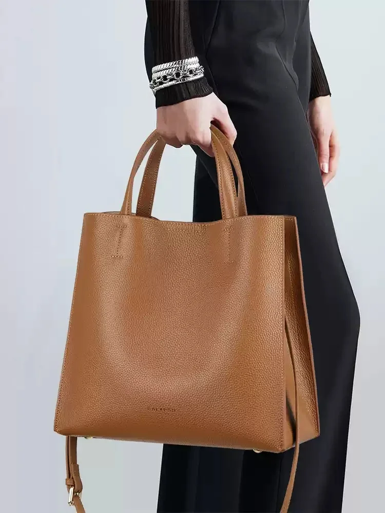 

New genuine leather women's bag, top-grain cowhide women's crossbody bag, high-end large-capacity tote bag, work handbag