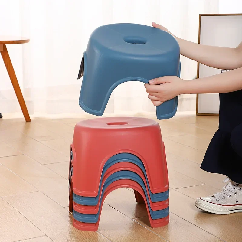 Household Non-Slip Plastic Stool Adult Children Thicken Low Stool Changing Shoes Stool Great For Kitchen, Bathroom, Living Room