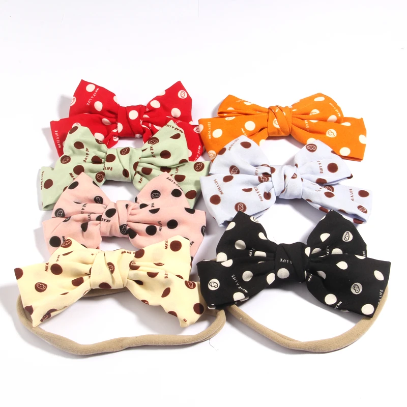 

50PC 4.8" 12cm Polka Dot Print Barrettes Hair Bows Headbands Bow Knotted Chiffon Hairpin for Women Girls Headwear Hair Accessory