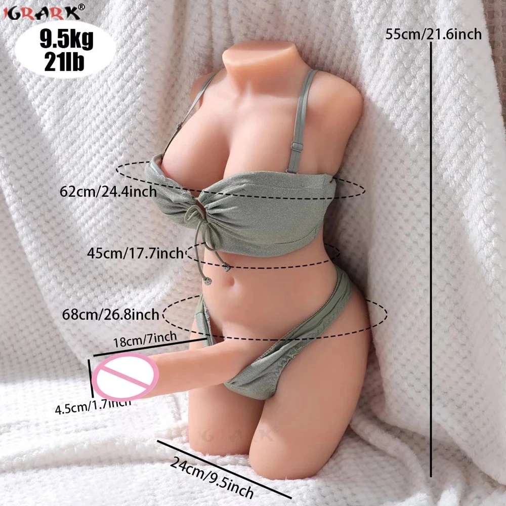 Shemale Half Body Sex Doll Toy For Men Sexy Ladyboy Male Torso Pleasure Doll with Skeleton Dildo Penis Big Boobs Ass Masturbator