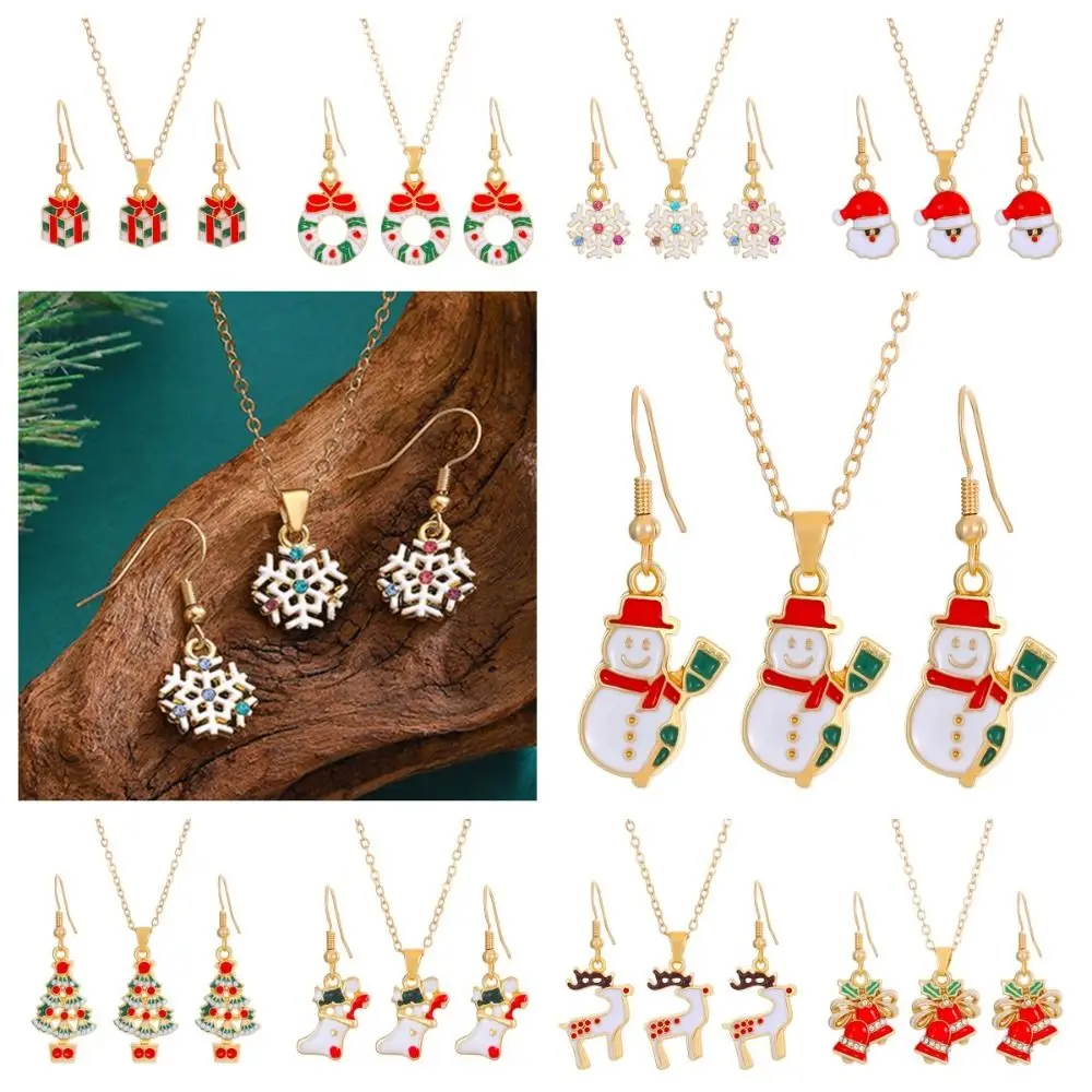 Creative Christmas Tree Christmas Jewelry Set Santa Snowman Xmas Dangle Earring Cartoon Elk Decoration