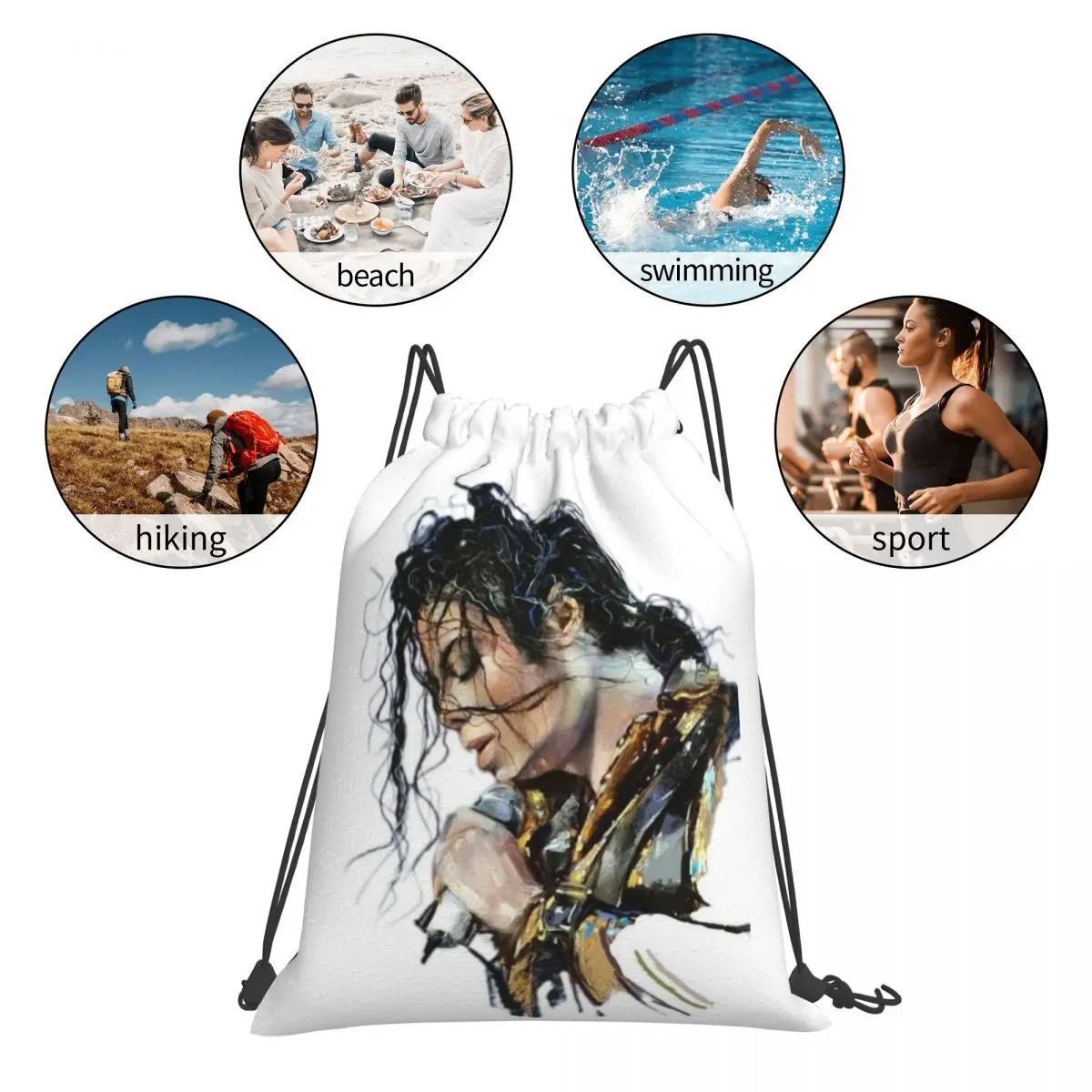 マイケル・ジャクソン音楽家歌手ダンサーバックパックカジュアル巾着バッグスポーツバッグブックバッグ男性女性学生用