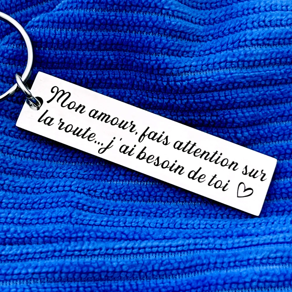 French Drive Safe Keychain I Love You Pendant Dad Boyfriend Gift Husband Valentiness\'s Day Driver Gift for Women Men