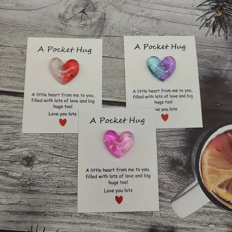 cute little heart pocket hug, decorated pocket hug with encouragement card, special birthday, wedding, party, Valentine\'s