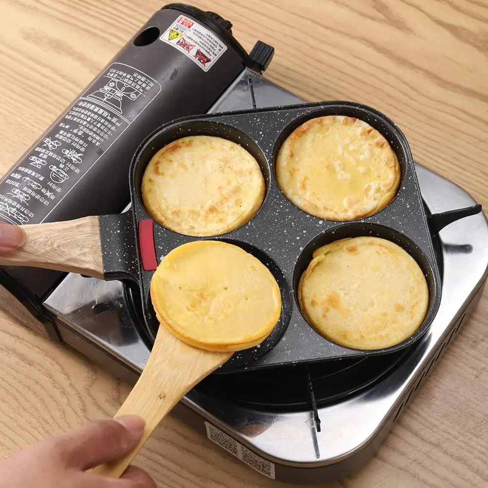 

4 Hole Thickened Nonstick Egg Omelette Grilled Steak Cooking Pan Hamburger Bread Breakfast Maker Induction Cookware Omelet Pan