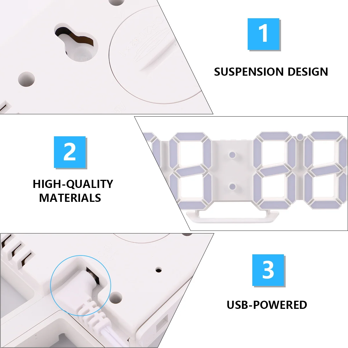 

3D Led With Red Numbers Large Display Alarm Function Brightness Adjustment Usb Powered Desk Wall For Home Office