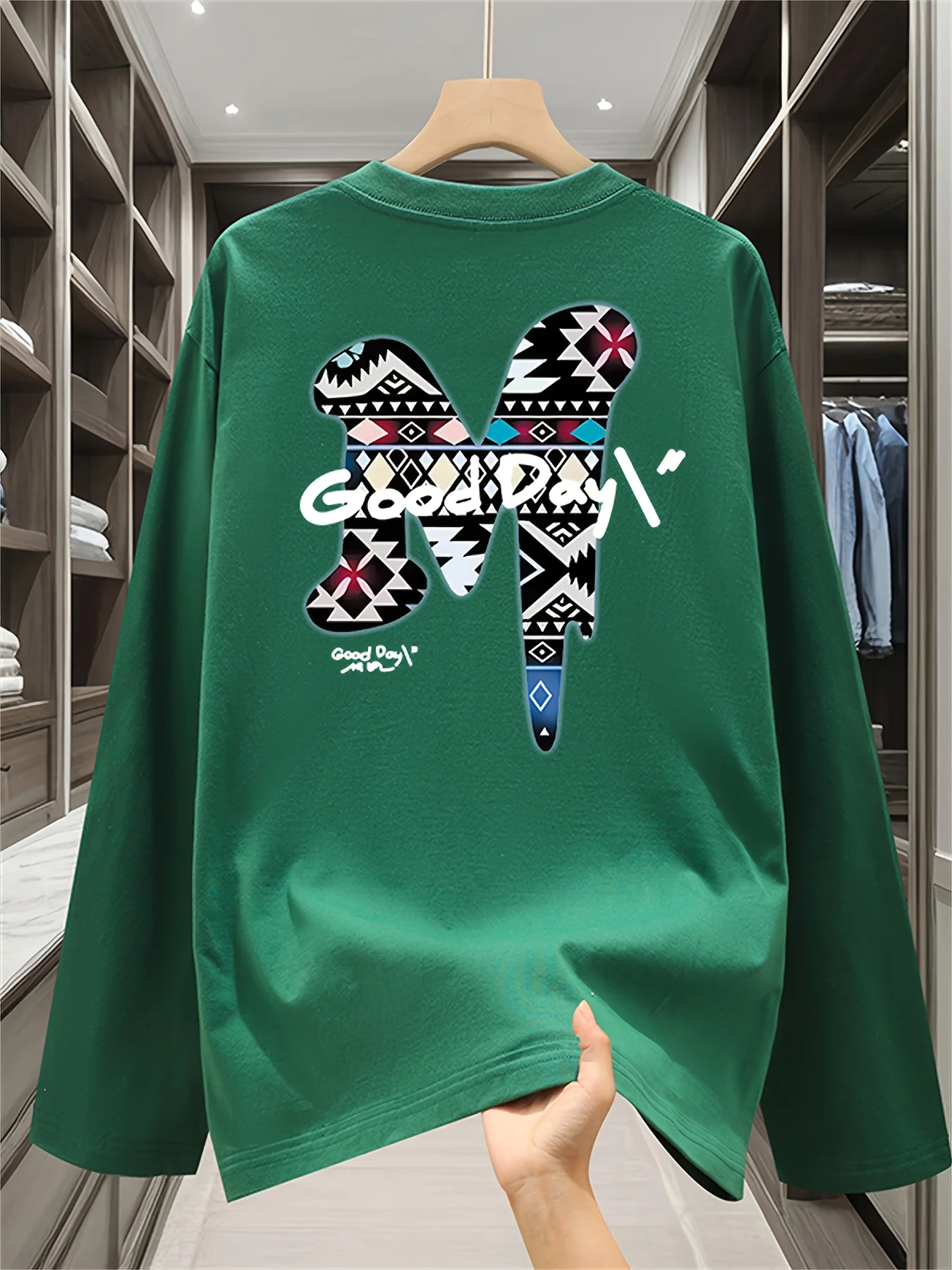 Men Spring Autumn New Long Sleeve T Shirt Thick Cotton Fashion Print Loose Casual Breathable Outdoor Sport Tops