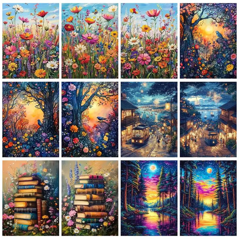 

CHENISTORY Painting By Numbers Colorful Landscape DIY Room Wall Art Pictures By Number For Adults Home Decoration