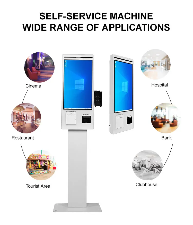 Service Payment Kiosk With QR Code Scanner 21.5Inch Self Service Ordering Checkout Vending Machine Touch Screen Self