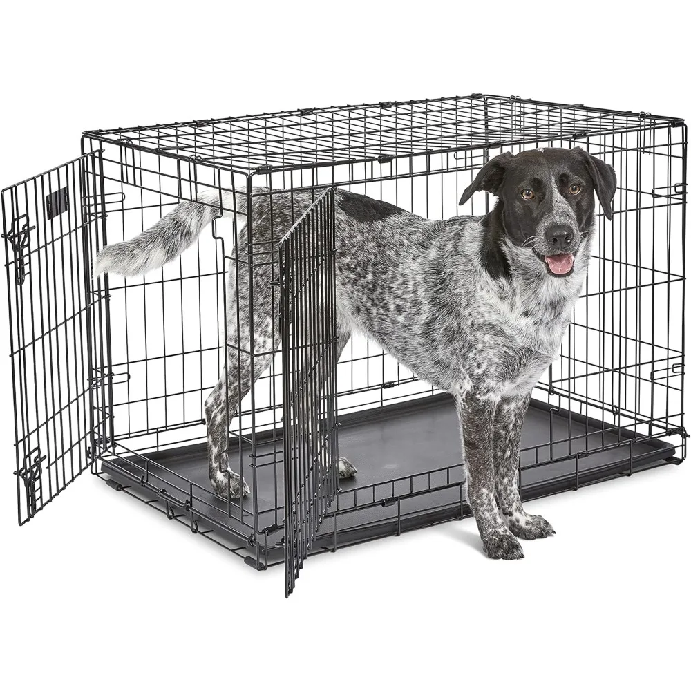 

MidWest Homes for Pets Newly Enhanced Double Door iCrate Dog Crate, Includes Leak-Proof Pan, Floor Protecting Feet, Divider Pane