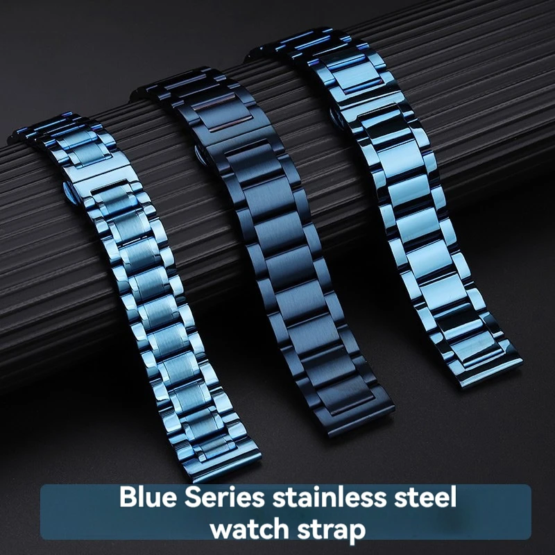 New Blue Stainless Steel Watchband Strap 18mm 20mm 21mm 22mm Metal Bracelet Strap Men Women Fashion Quick Release for Citizen