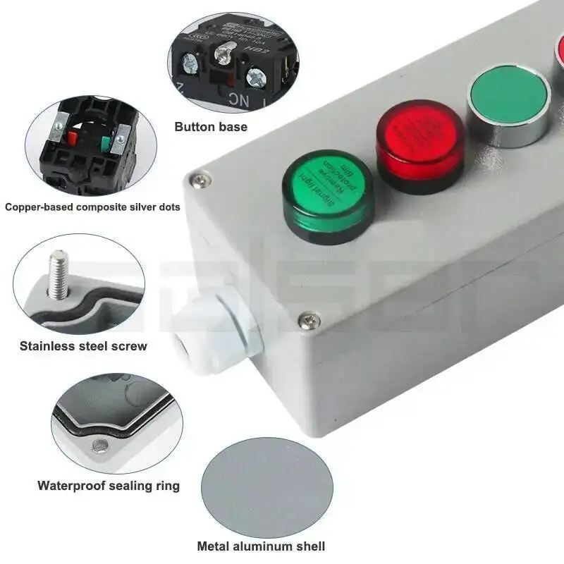 DIY Metal Push Button Control Box Explosion-proof Junction Waterproof Boxed Emergency Start Reset Electric