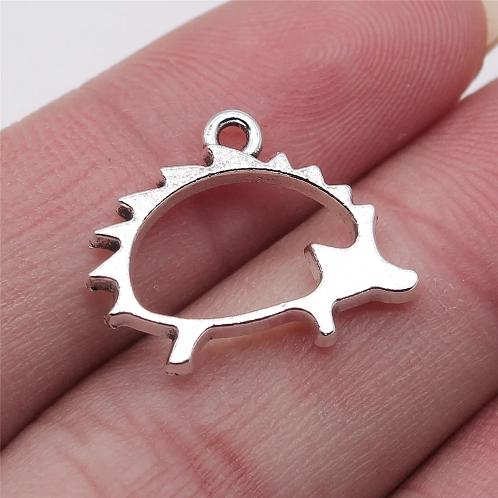 IFOCUS 10pcs/Lot Hollow Hedgehog Charms For DIY Jewelry Making Zinc Alloy 17x21mm/0.67x0.83inch