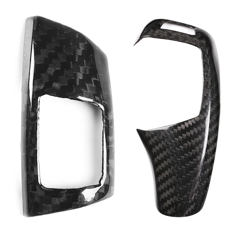 2 Pieces Carbon Fiber Car Gearshift Unlock Button Cover Stickers Car Part For BMW X3 X4 X5 X6 F20 F22 F30 F32