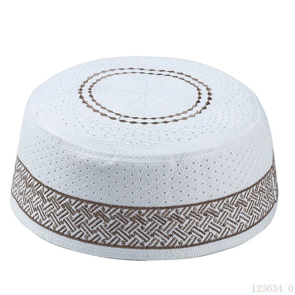 Chapéu de Oração Muçulmano para Homens e Meninos, Gorro Islâmico, Touca de Oração, Chapéu Bordado, Presente para o Ramadan e Eid