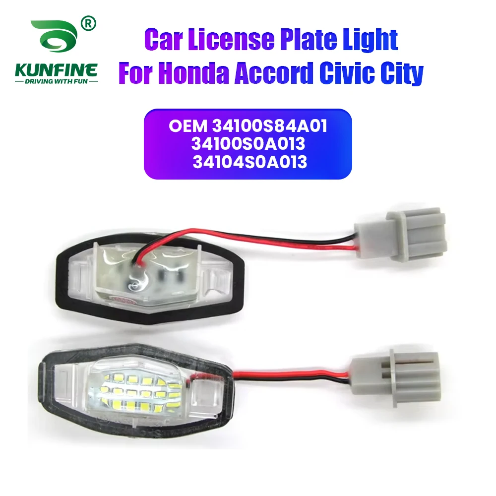 

2PCs Car LED Number License Plate Light For Honda Accord Civic City OEM No. 34100S84A01 34100S0A013 34104S0A013 LED License Lamp