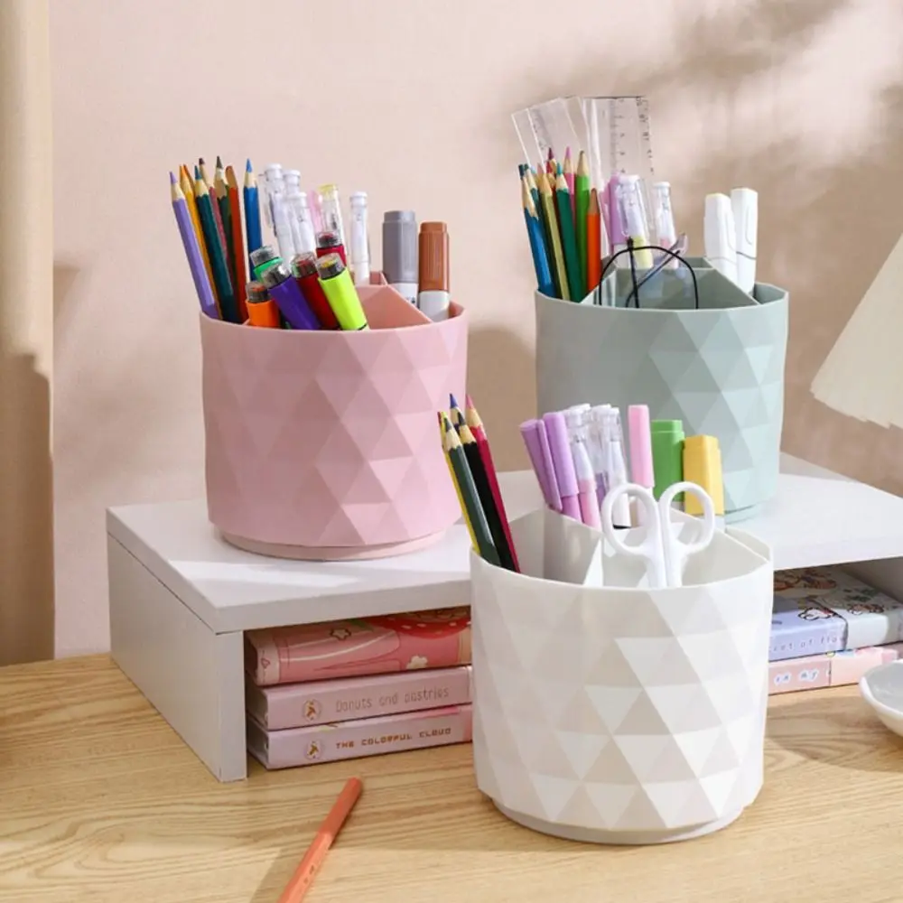 Dust Proof Rotating Pen Holder 360 Rotating Separate Desk Pencil Storage Box Anti-deformed Large Capacity