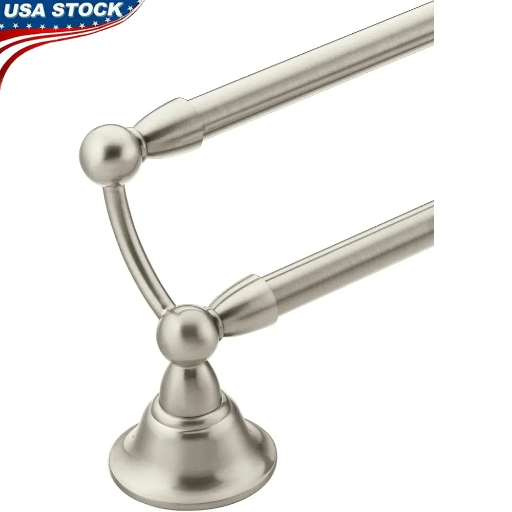 

24-дюймовая двойная вешалка для полотенец, настенная вешалка для полотенец из матового никеля, вешалка для полотенец для ванной и кухни, простая установка, стильный дизайн