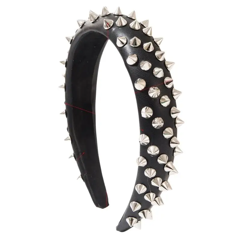 Neues Retro-Stirnband mit übertriebenen Nieten und breitem Rand als Haaraccessoire für Frauen – Detail 6