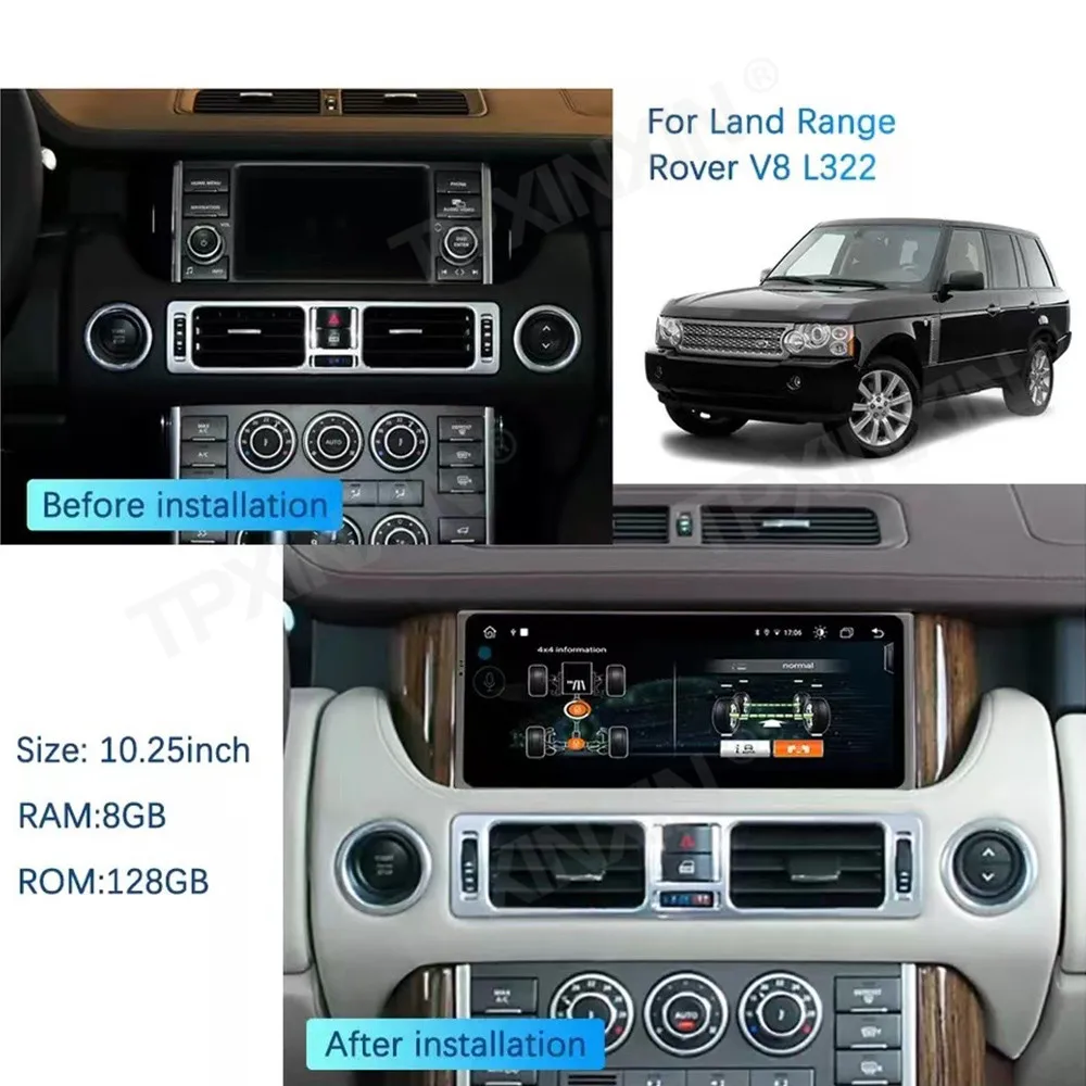 2 Din android 11.0 For Land Rover Range Rover L322 2002-2012 Car Intelligent Multimedia 8+128G Video Player Radio GPS Navigation