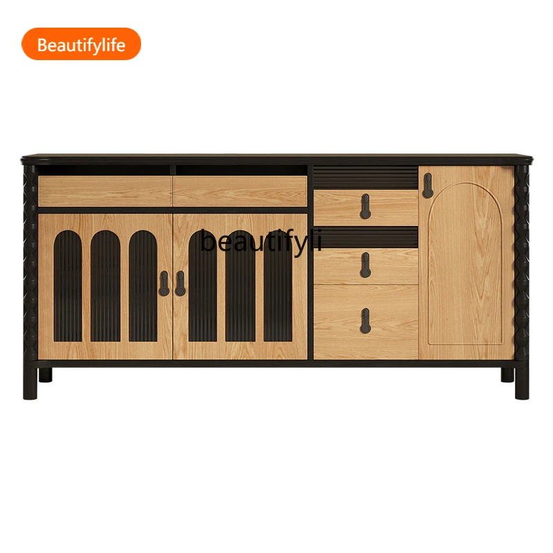 

02A American retro solid wood dining side cabinet, living room home locker, decorative entrance cabinet