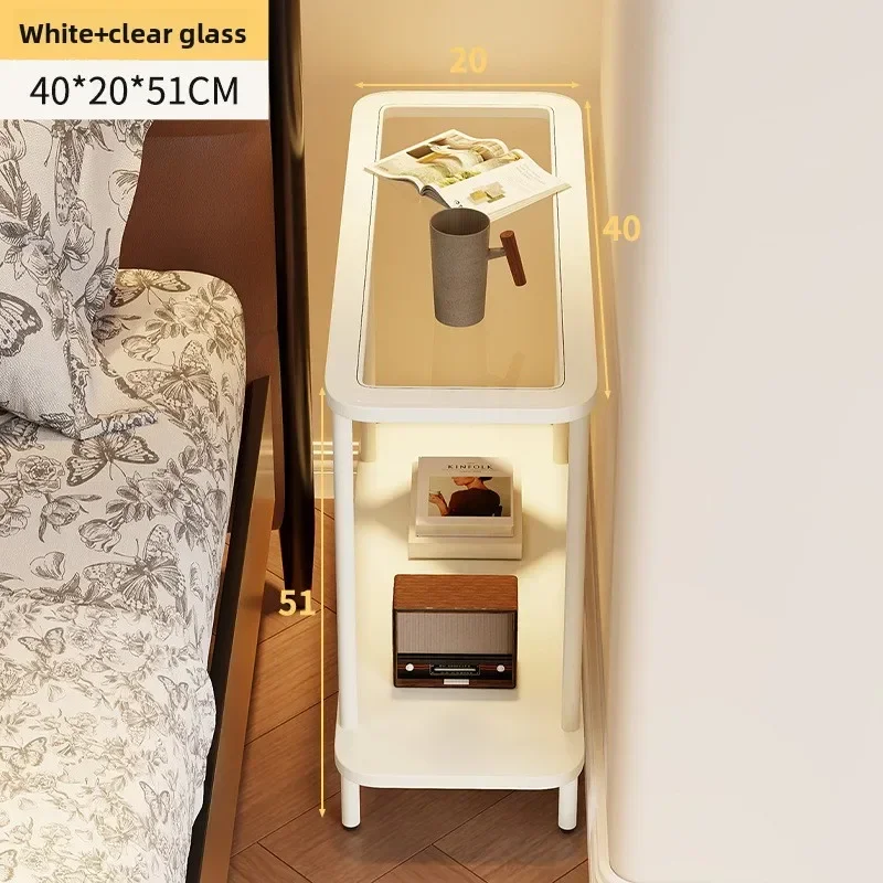 Bedside table Modern simple double-layer narrow-slit storage rack Mini edge table next to the sofa in the living room