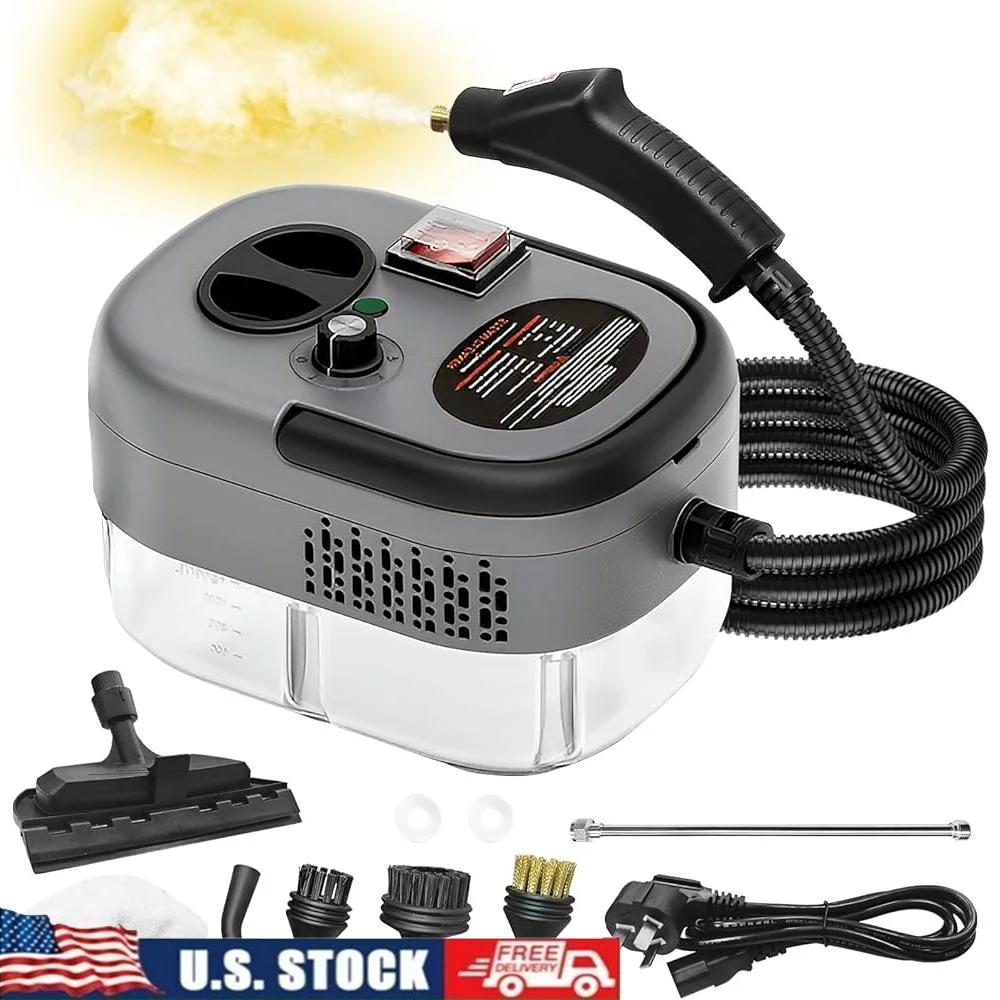 2500W加圧スチームクリーナー、1.2L水タンク、6つのアタッチメント付き、多目的、家庭、車、キッチン清掃用