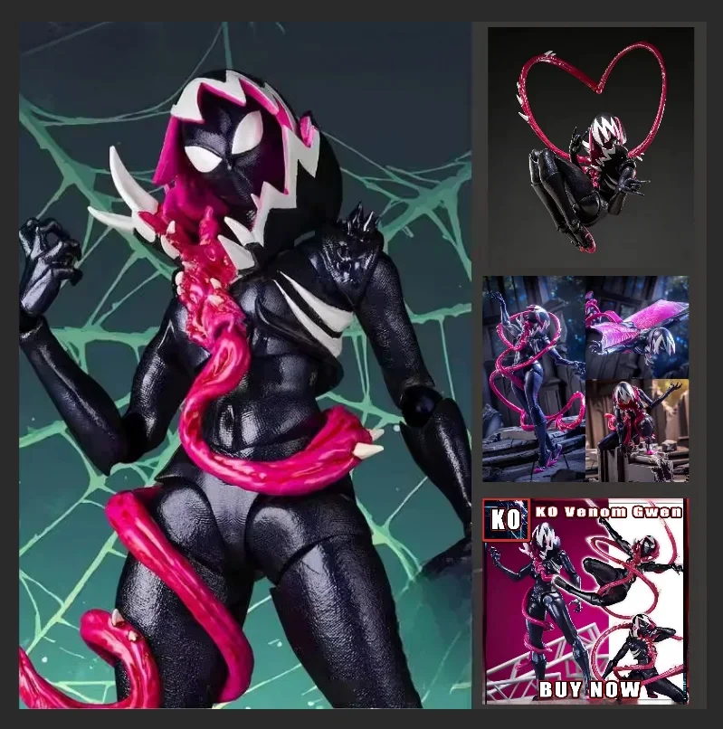 

Hot KO Venom Gwen Marvel Anime Action Figures Figurine Kaiyodo Amazing Yamaguchi Revoltech Statue Model Customized Kid Toy Gifts