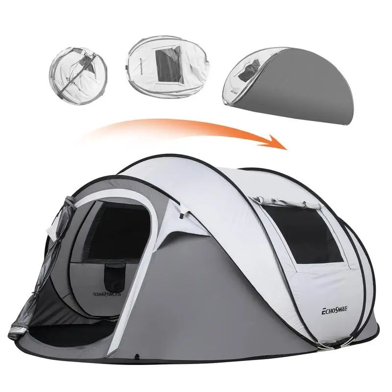 

4-6 Person White Gray Pop-Up Boat Tent with Easy Setup for Outdoor Adventures