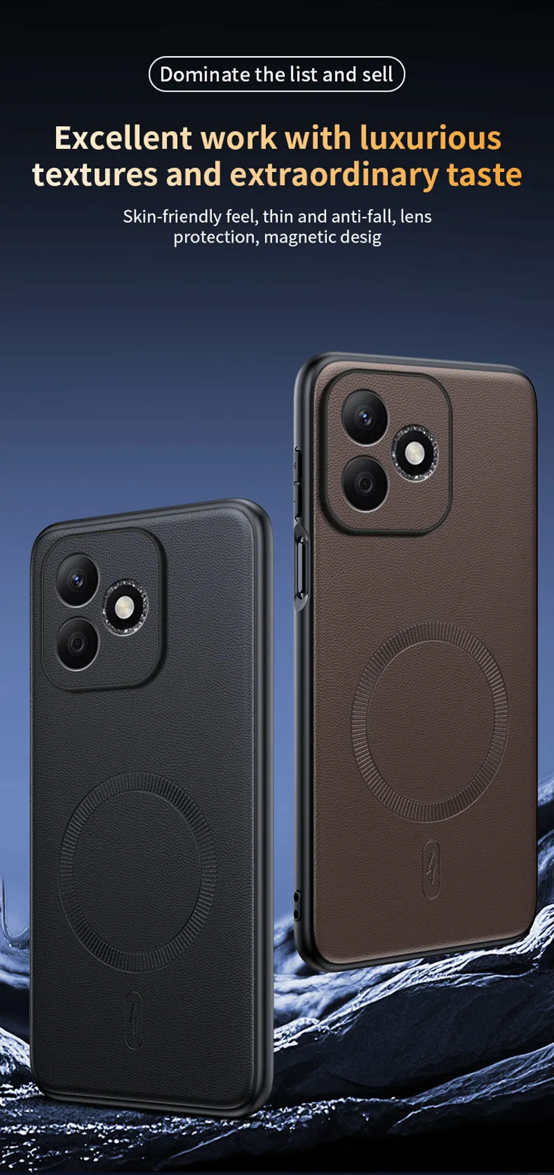 Für Honor 600 lite Hülle Magnetische Leder-Schutzhülle Anti-Fingerabdruck Rutschfeste PC+TPU Hülle Für Honor 600 lite – Detail 5