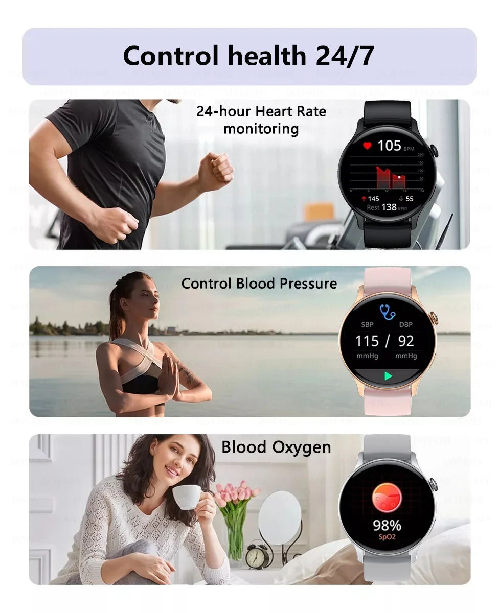 2024 Dla Huawei Xiaomi NFC Smart Watch Women 466 * 466 HD Voice Bluetooth Call Heart Rate Sports Health Tracker Ladies Smartwatch