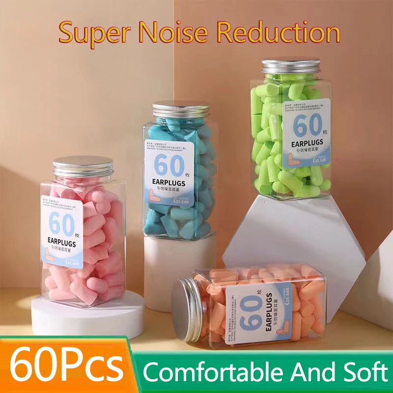 

6Styles 60Pcs Soft Sponge Earplugs Sleeping Ear Plugs For Sleeping Travel Sleep Noise Reduction Rate 35.5db Sound Insulation