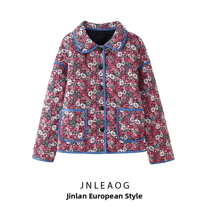 

JNLEAOG Women's Faion Floral Cotton Jaet Autumn New Sle Long Sve Straight Cut Single Button Closure Casual Coat