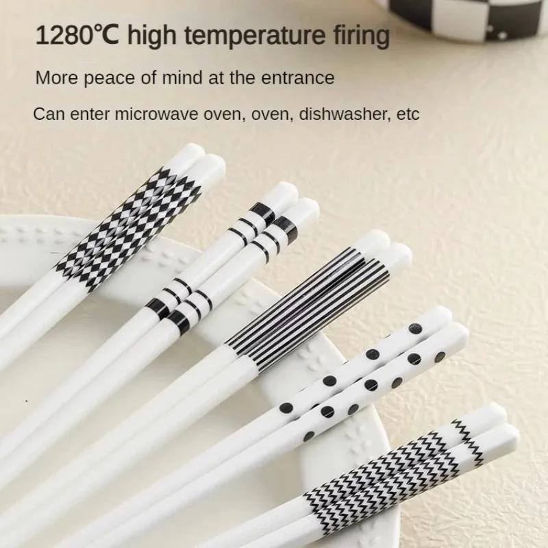 Ceramic Chopsticks Set White Luxury Chopsticks Restaurant Kitchen Tableware Accessories Anti-mold High Temperature Resistant