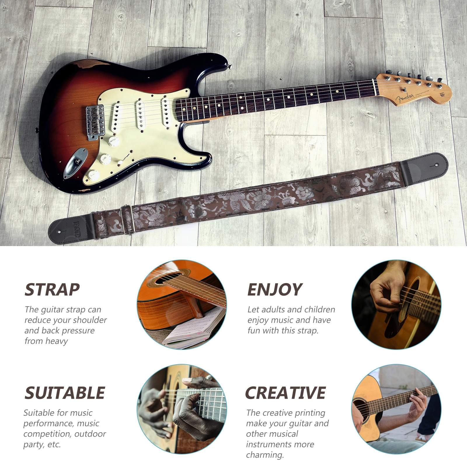

Guitar Strap Guitars Accessories Electric for Belt Adjustable Shoulder Creative Embossing
