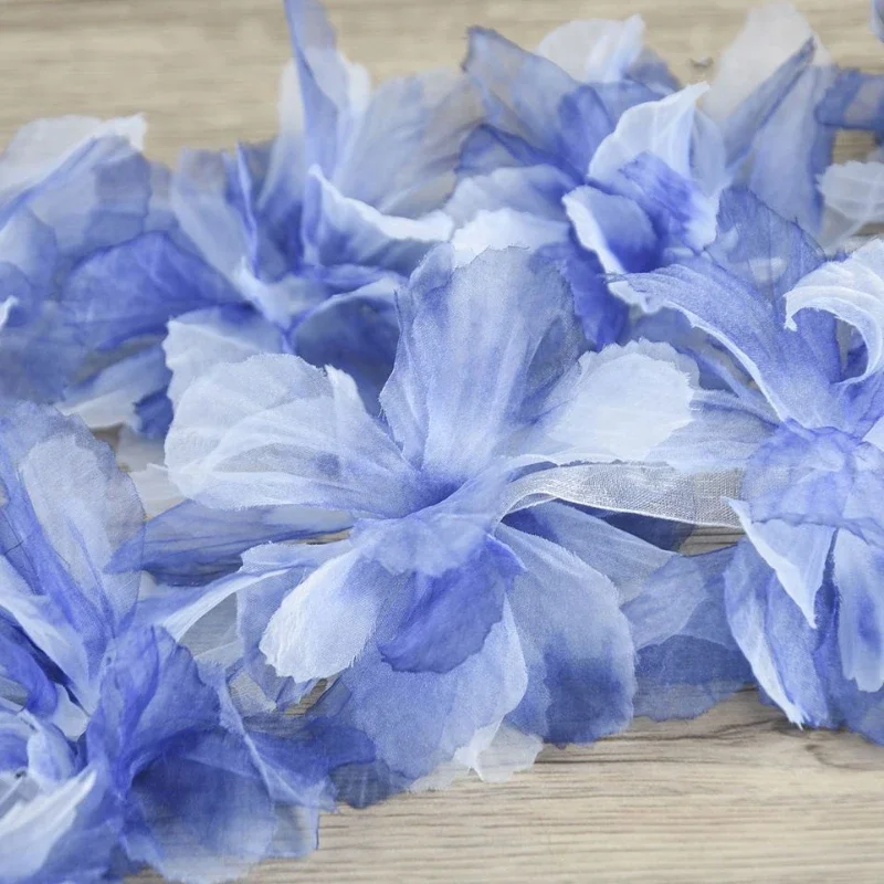 Deep Blue Seven Leaf Flower Gradient Lace Seven Leaf Flower Creative Handmade DIY Decoration Headwear Chest Flower Accessories