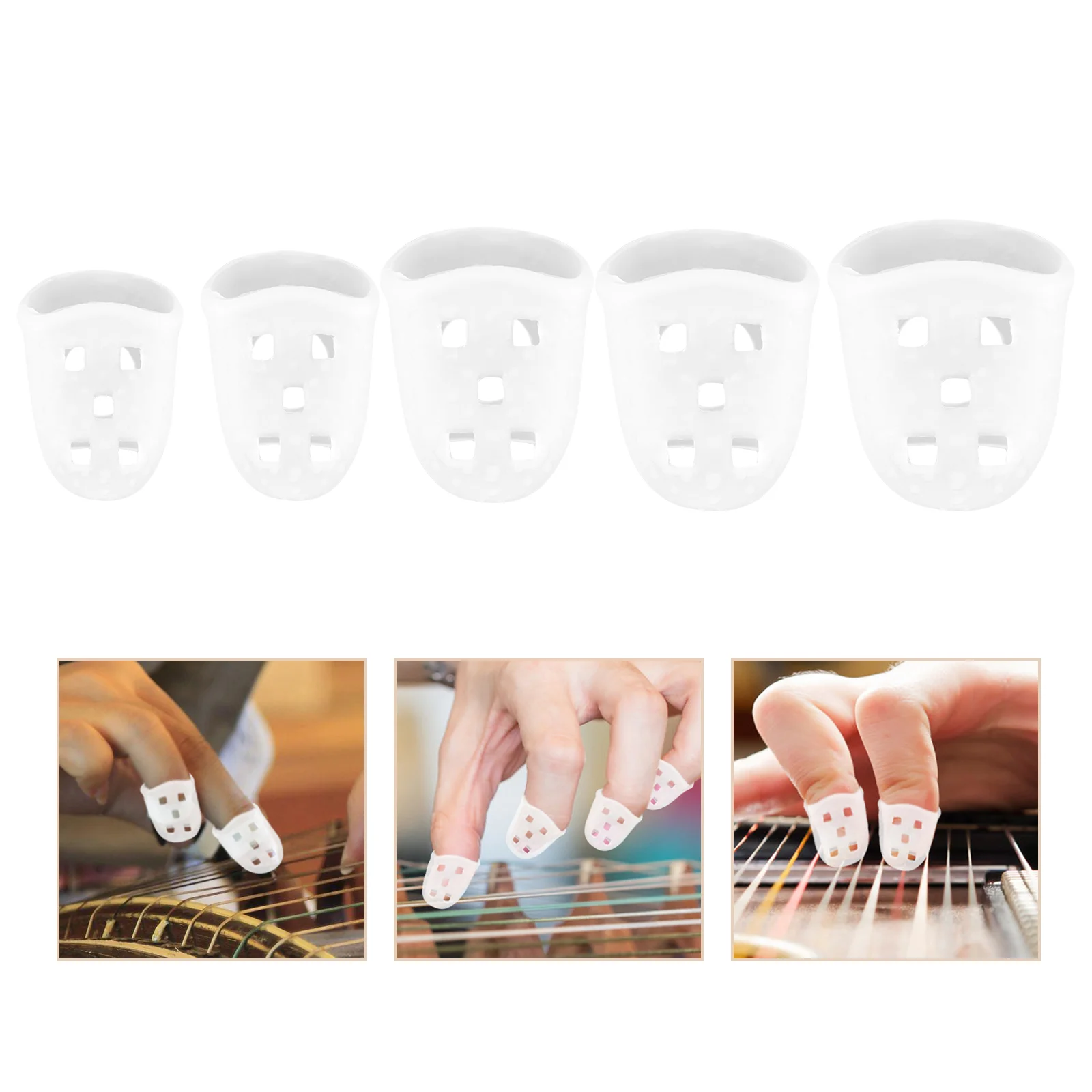 50 Pcs Guitar Finger Cots Bass Covers for Thumb Fingertip Protectors Silica Gel Silicone Pick