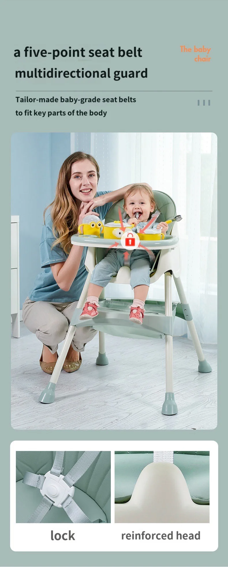 Baby Adjustable Highchair Feeding Dining Chair Tables Multi-function Height-adjust Eating Chair Portable Detachable High Chairs