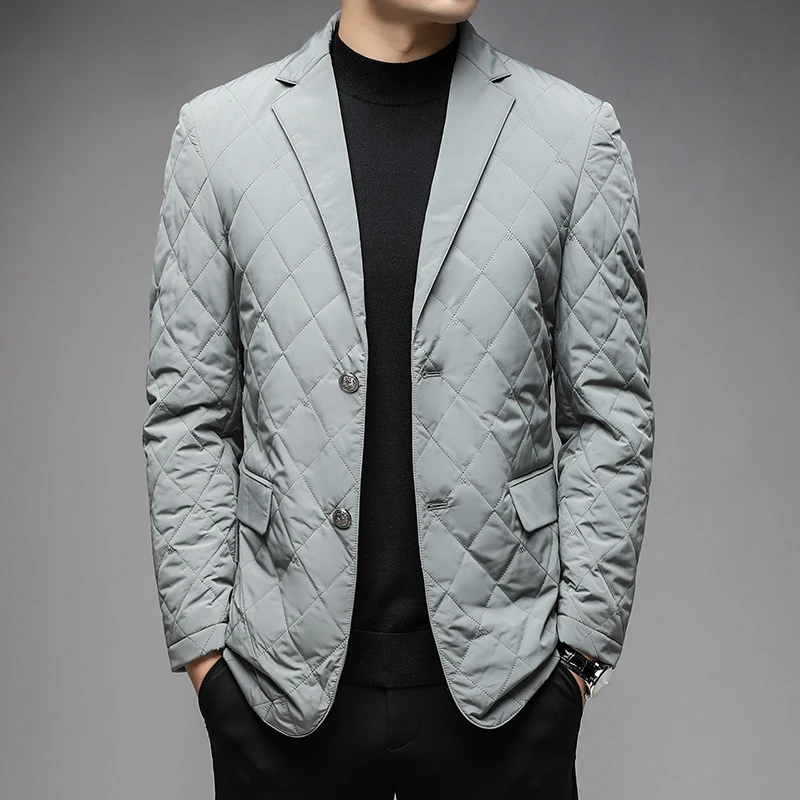 เป็ดสีขาวลง Mens Blazer แข็งแกร่งหรูหราสี Single Breasted Casual Man เสื้อโค้ทฤดูใบไม้ผลิชายแจ็คเก็ต4XL