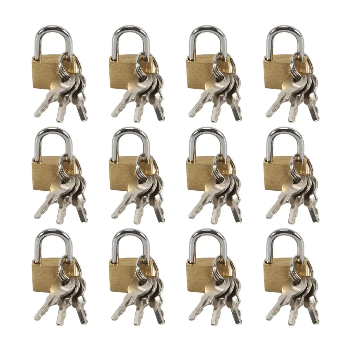 A89X 12 Pack Mini Padlock Small Padlock Solid Brass Locks with 3 Key for Luggage Lock,Backpack,Gym Locker Lock,Suitcase Lock
