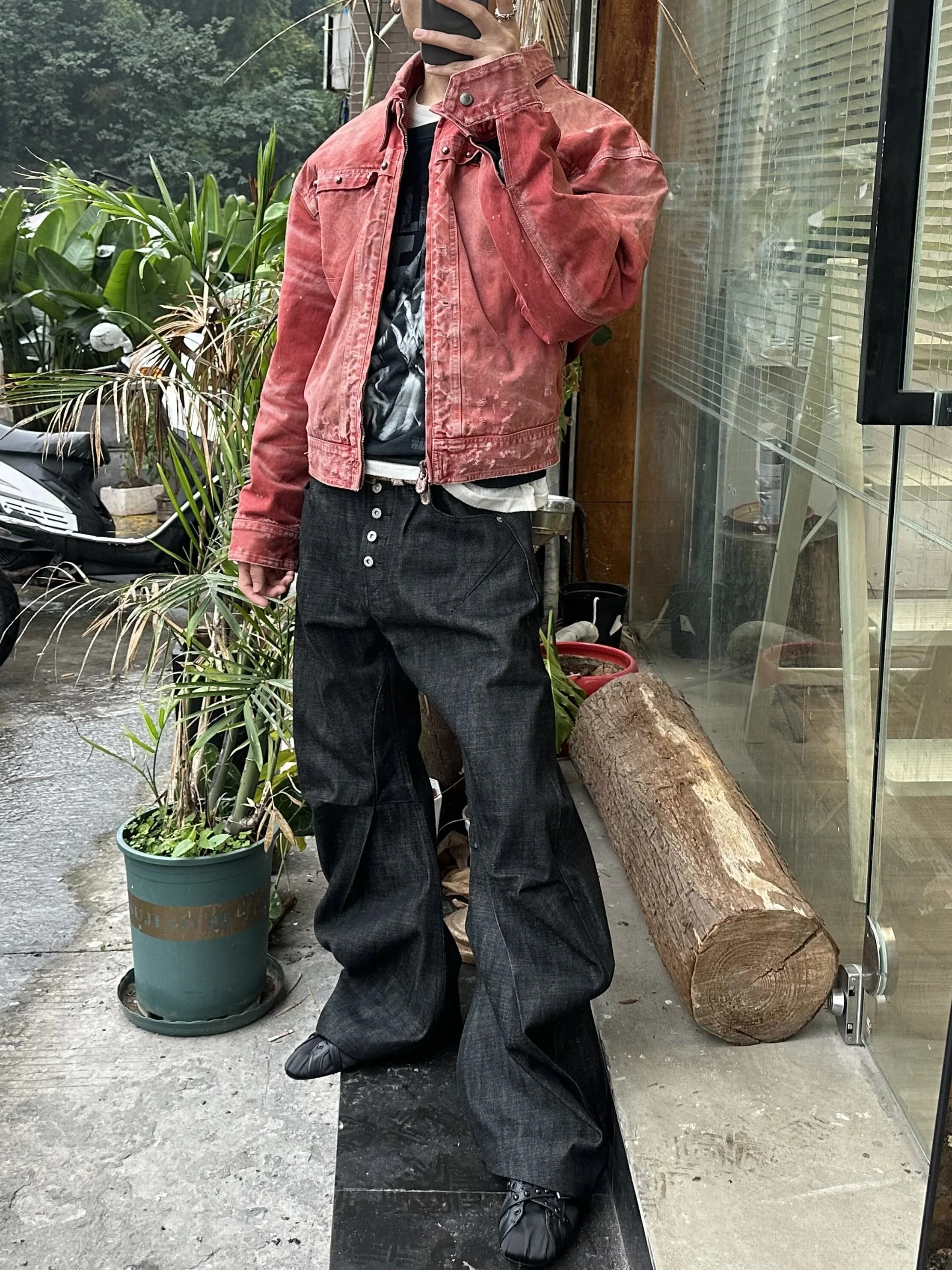 

Мужские джинсы American Sle Cleanfit в стиле ретро, с пятью пуговицами, прямые, слегка расклешенные, винтажные, с эффектом потертости